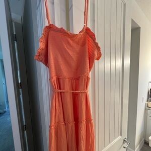 Plus size peach long maxi dress